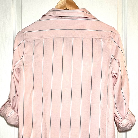 Aritzia Bavarian Utility Shirt Pink White Stripe Casual Minimalist Workwear XS - Picture 4 of 13